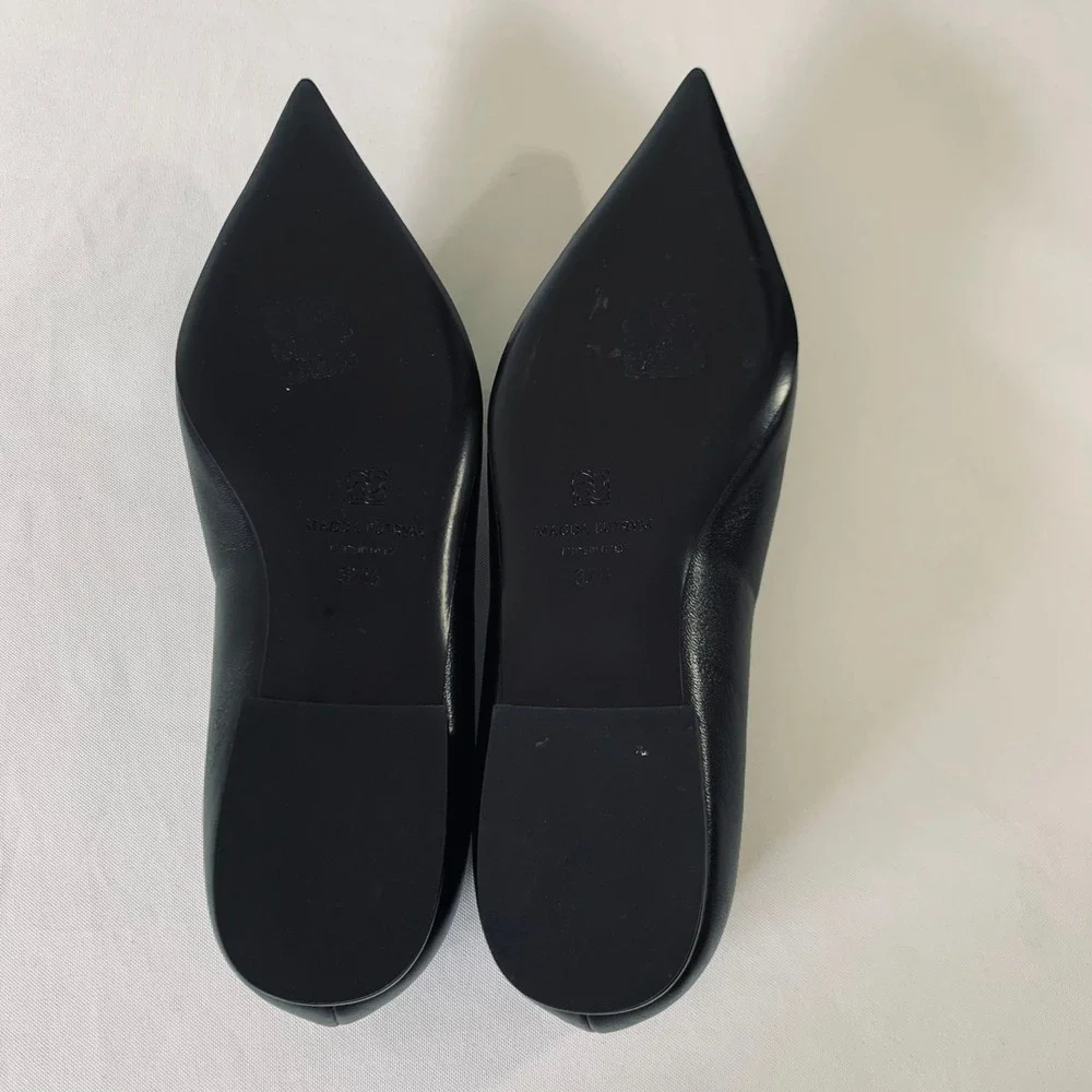 Magda Butrym Pearl Embellished Leather Ballet Flats Women 37.5 Black Pointed Toe